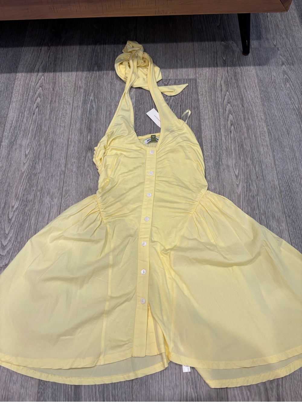 Anthropologie Yellow Halter Mini Dress